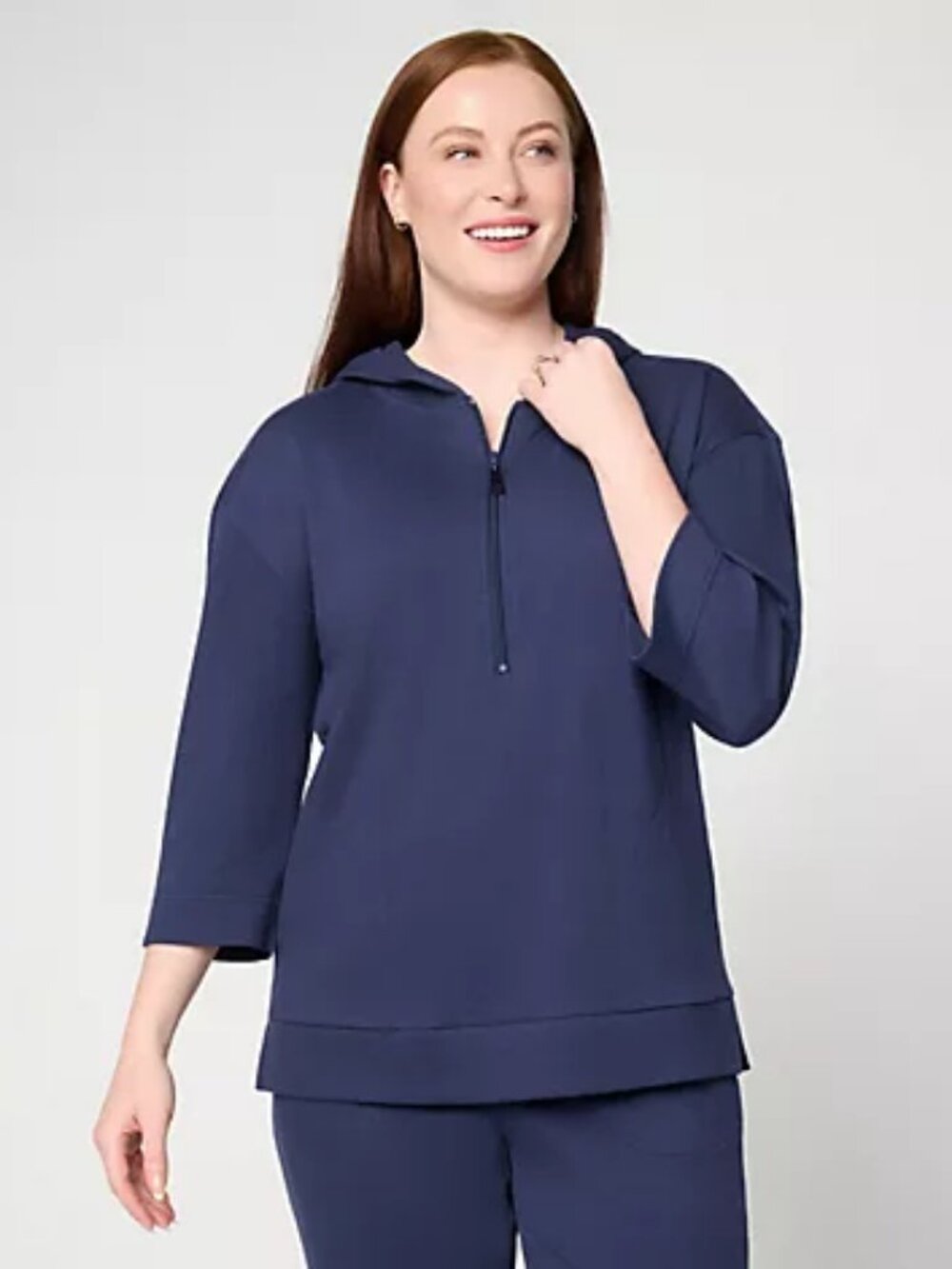 Belle by Kim Gravel Ready to Resort Half Zip Hoodie, Twilight Sz 2X a724223
